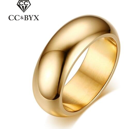 CC Bijouterie Rings For Men Titanium Steel Classic Jewelry Smooth Simple Ring Gold-Color Party Accessories Anillos CC934b