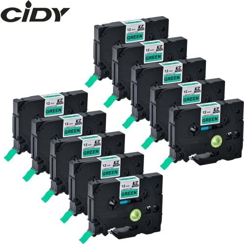 CIDY Black on Green 10pcs TZe731 TZe 731 TZ 731 TZ731 TZ-731 TZe-731 Laminated Strong Adhesive Label Tape Compatible For Brother