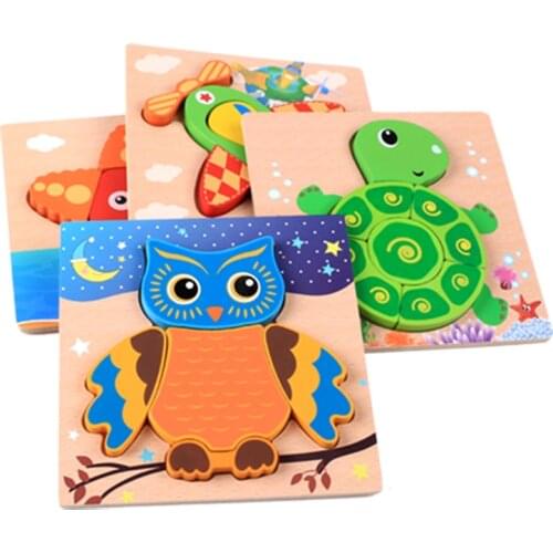 4PCS Montessori Materials Clever Board Montessori Educational Wooden Toys For Children Owls 3D Puzzles for Baby Teaching Aids