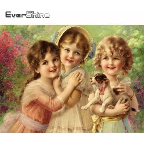 Evershine Diamond Painting Girl Full Set Diamond Embroidery Cross Stitch Kit Diamond Mosaic Full Square Drill Display Sale Decor