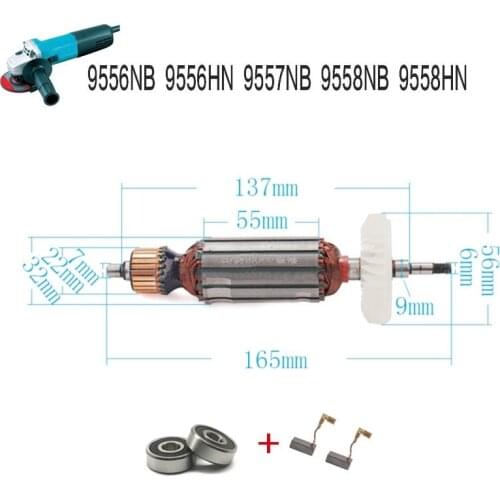 Armature Rotor bearing Carbon Brush replace for MAKITA 9556 9557 9558 9556NB 9556HN 9557NB 9557HN 9558NB 9558HN