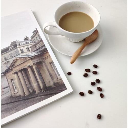 Japan Style Ceramic Coffee Cup Saucer Set Vintage White Drinking Milk Tea Mug with Plate Home Office Cafe Table Decor 230ml