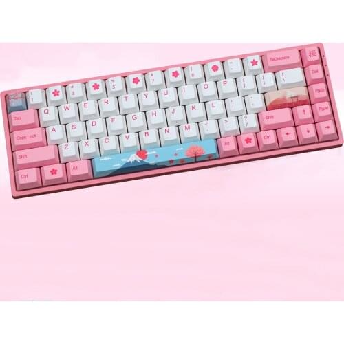 139 Keys Caps PBT Keycaps Original Profile Height Cherry Blossom Sakura Fuji Mountain for 61/87/104 Gaming Mechanical Keyboard
