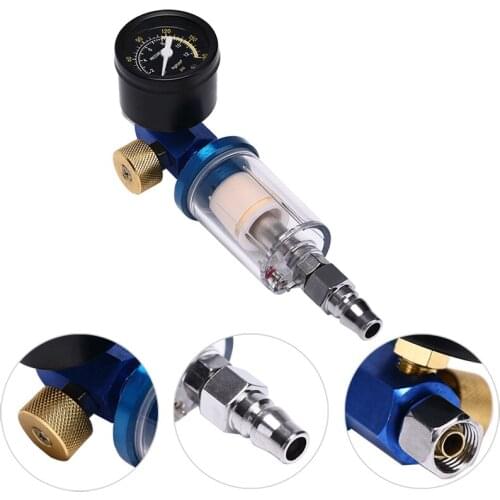 Spray Paint Gun Kit Air Regulator Gauge & In-line Air Oil Water Separator Filter