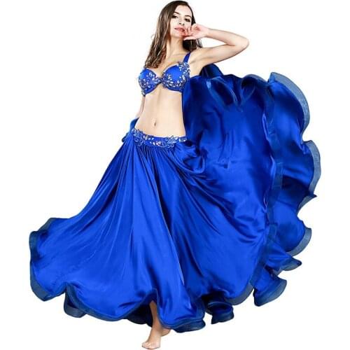 2019 New high-end handmade belly dance dance costume suit Carnival Performance Oriental Dance Outfits Top Bra Long Skirt