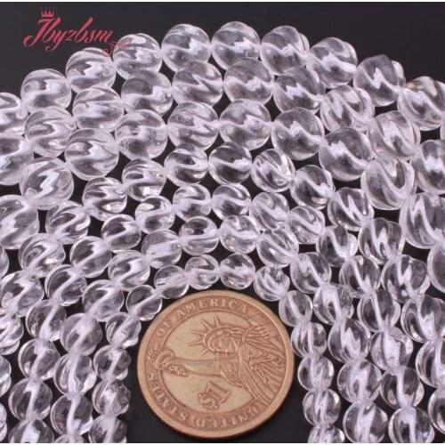6,8,10mm Round Bead Carved Twist White Rock Crystal Quartz Natural Stone Necklace Jewelry Making Loose Beads 15" Free Shipping