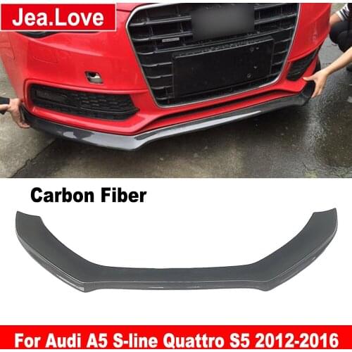 Real Carbon Fiber Front Bumper Lip Shovel Chin Diffuser Car Body Styling Protector For Audi A5 S-line Quattro S5 2012-2016