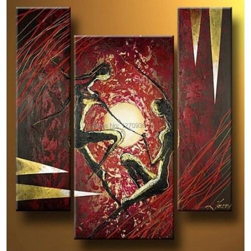 Hot and Popular Item Beautiful Wall Painting Nude Art Oil Painting for Living Room Hand-painted 3 Panels Abstract Oil Painting