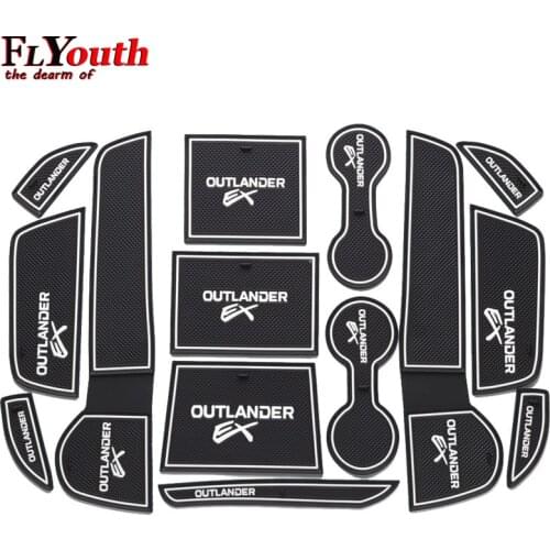 For Mitsubishi Outlander 2013-2018 Car Door Groove Mat Auto Anti-Slip Cup Mat Non Slip Door Gate Pad Car Accessories 14pcs/set