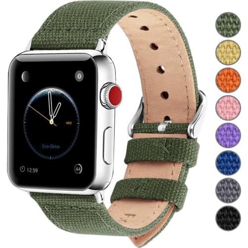 Fullmosa for Apple Watch Band, 8 Colors Canvas NATO Style for iWatch Strap Compatible with Apple Watch Series 4/3/2/1 38 mm/42mm