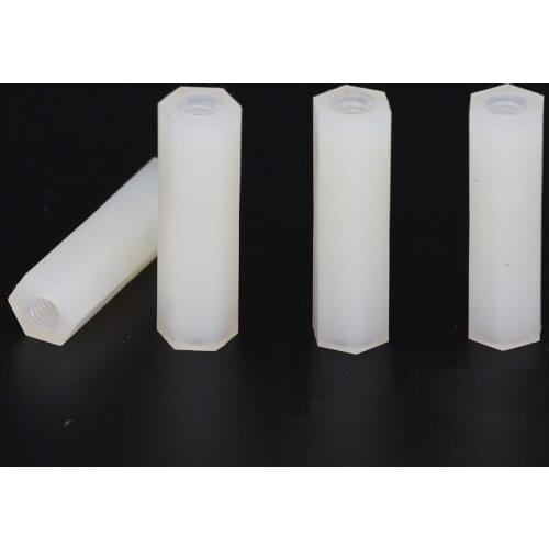 M4 M4*8 M4x8 M4*10 M4x10 Dual Nut Nylon Female To Female PCB Stud White Plastic Hexagon Hex Stand Off Pillar Spacer Standoff