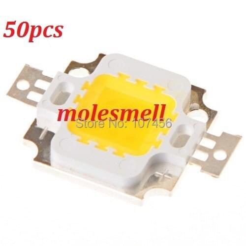 50pcs 10W LED Integrated High power LED Beads Warm white 900mA 9.0-12.0V 800-900LM 40mil Taiwan Chips Free shipping
