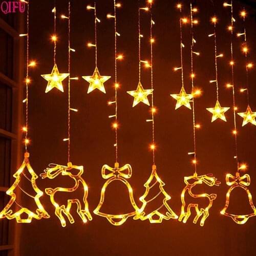 QIFU Merry Christmas LED Light Outdoor Christmas Ornaments Christmas Decorations for Home 2020 Navidad Xmas Tree Lights Decor