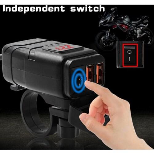 Universal Motorcycle Car Charger Dual QC3.0 Quick Charge 12V Waterproof With Switch Moto Accessories Tool Dropshipping