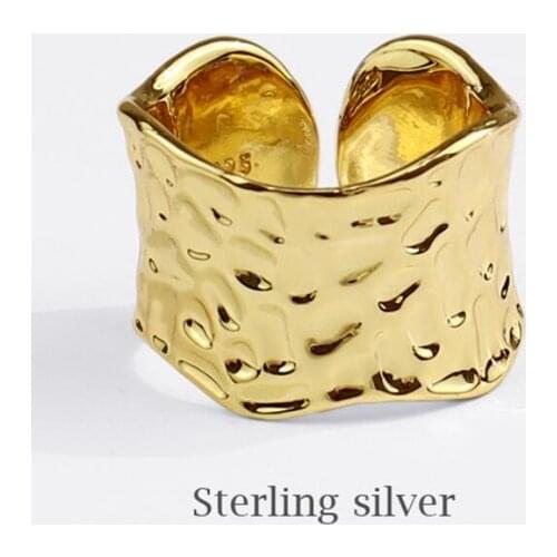 Sole Memory Irregular Vintage Bark 925 Sterling Silver Female Resizable Opening Rings SRI731