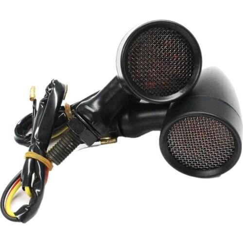 1Pair Black Grid Motorcycle Turn Signal Light LED for Honda Yamaha