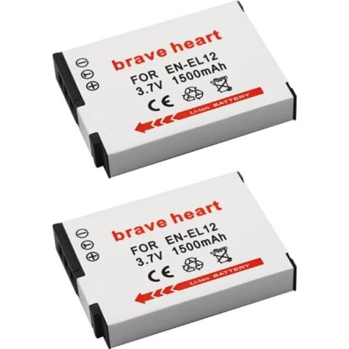 2X 1500mAh EN-EL12 ENEL12 EN EL12 Battery for Nikon Coolpix A1000 B600 A900 AW110 AW120 S6300 S8100 S9200