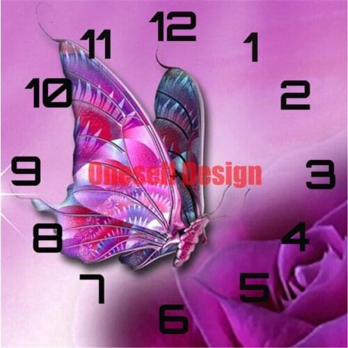 5d diamond painting clock butterfly picture of rhinestones clock diy frame decoration home diamond mosaic diamond art kit clock