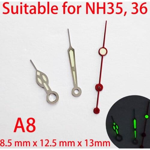 A8 suitable for NH35 watch pointers, watch accessories hand green/blue super luminous watch custom accessories NH36