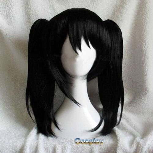 Anime LoveLive! Love Live Nico Yazawa Niko Short Black Ponytail Heat Resistant Hair Cosplay Costume Wig + Bow Hairpins