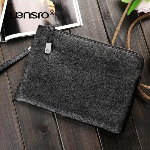 Large Men Wallet Genuine Leather Organizer Wallets Anti-theft Lock Moneybag Men Purse Handy Bag Cluth Male Passport Wallet