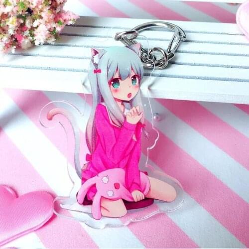 Eromanga Sensei Lzumi Sagiri Keychain Cartoon Printed Transparent Acryllic Figures Key Chain Hanging School Bag Pendant Ornament