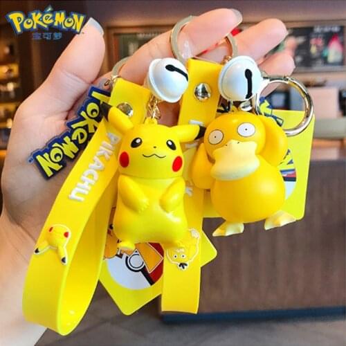 Pokemon Pikachu Keychain Action Figure Ring PVC TAKARA TOMY Cartoon Mini Anime Figure Model Best Selling Kids Children Toys Gift