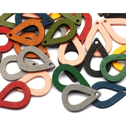 30pcs/lot Natural Wood Beads Wooden 25x17mm Water Droplets Spacer Beads For Jewelry Making DIY Necklace Bracelet Accessories