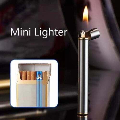 Butane Gas Open Flame Lighter Ultra-Thin Mini Shape Novelty Cigarette Lighter Cigarette Accessories Small Gifts