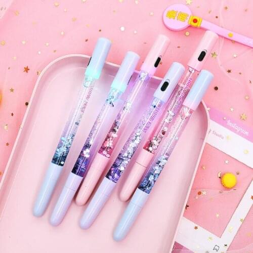 1 Piece Shining Bling Liquid Flowing Pen Beautiful Writing Pen School Office Students Stationery Supplies