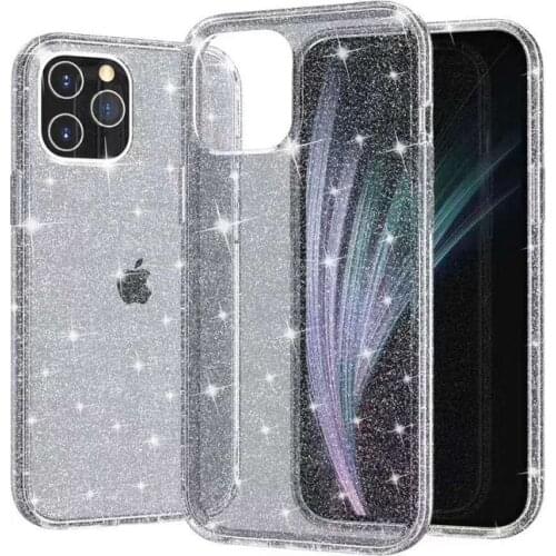 Transparent Glitter Powder Hard Pc Phone Case For iPhone 13 12 11 Pro Max Mini X Xs Max Xr 78 Plus Shockproof Cover for iPhone