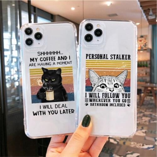 Phone Case for IPhone 12 Pro Max 6s 6 7 8 Plus X 11 XS MAX XR SE2020 Soft Transparent Coque Funny Skull Pet Cat Back Cover