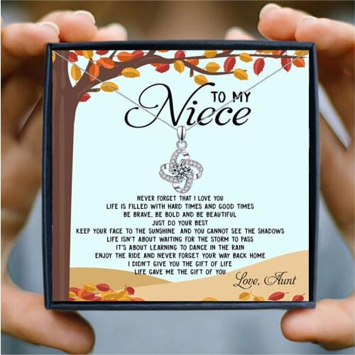 To My Niece Necklace for Women Round Small AAA Zircon High Quality Pendant Necklace Family Jewelry Birthday Gift from Aunt