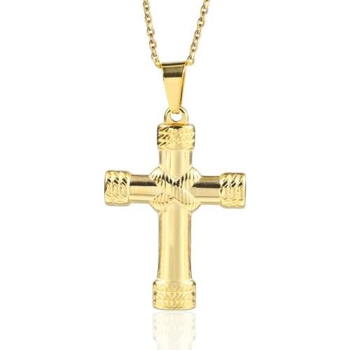RIR Elegant Unisex Cross Necklace Plain Classic Cross Pendant Stainless Steel STAUROS ROOD Christ I Glory Crucifix Jewellery