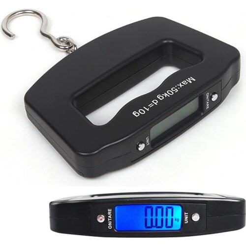 50kg/10g LCD Digital Electronic Hand Held Hook Luggage Hanging Fish Scale Backlight Balance Weighing Pocket Portable Scale