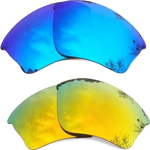 Ice Blue Mirrored & 24K Gold Mirrored Polarized Replacement Lenses for Half Jacket XLJ Frame 100% UVA & UVB