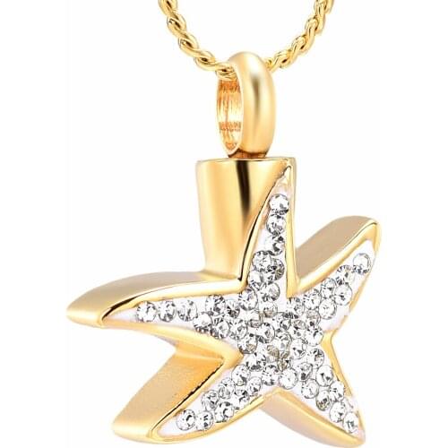 K001 Crystal Inlay Star Cremation Jewelry for Ashes Pendant Holder Urns Pet/Human Stainless Steel Memorial Funeral Necklace