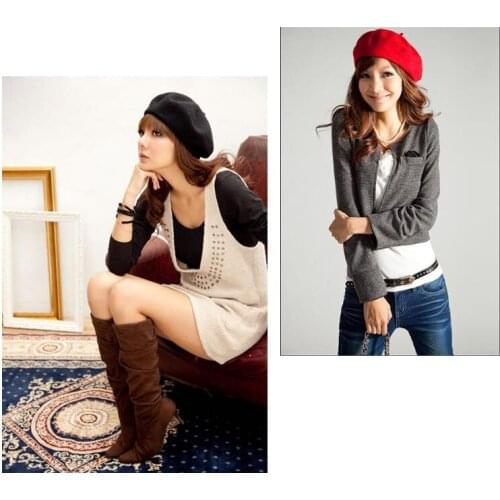 Good quality Fashion New Women Wool Solid Color Beret Female 2021 Caps Warm Walking Hat Cap