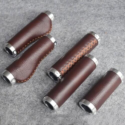 Classic Bike Grips Mountain MTB Bicycle Handle Grip Accessories Retro PU Leather Handlebar Protection Cover Cycle Cycling Parts