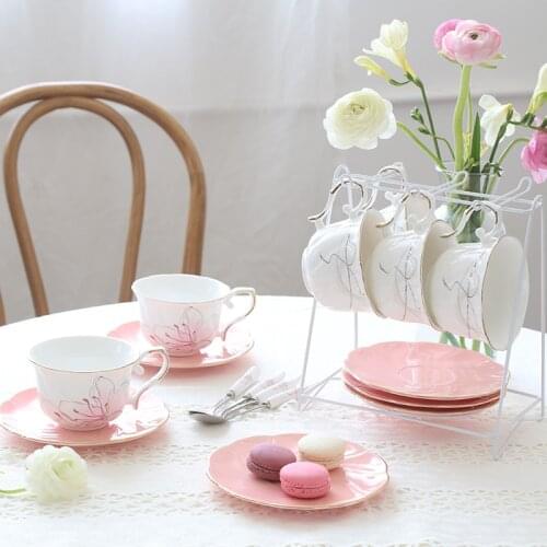 Coffee Cup Set European Home Simple Coffeeware Teacup Set British Cafe Household Tea Mug Afternoon Ceramic Cup Saucer Sets