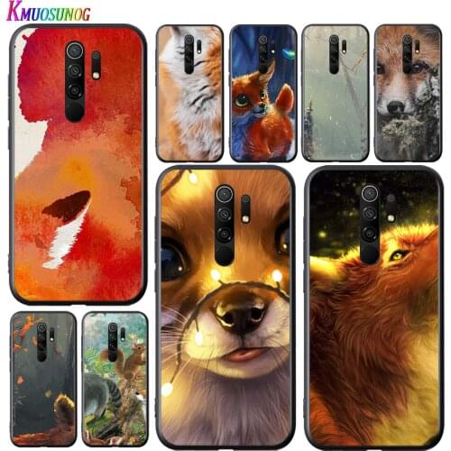 Cute Cartoon Animal Fox for Redmi 9 GO 8A 8 7A 7 S2 Y2 6 6A 5 5A 4X Pro Plus Black Phone Case