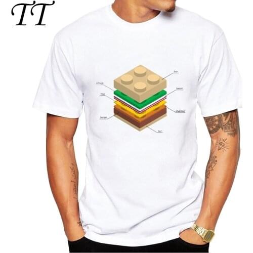 Newest Hipster mens fashion lego burger printed t-shirt funny short sleeve tee shirts Novelty O-neck popular tops gt115