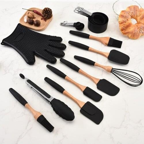 Kitchen Cooking Tools Set Silicone Turner Soup Spoon Spatula Brush Scraper Pasta Server Gloves Egg Beater Kitchen Utensils Sets