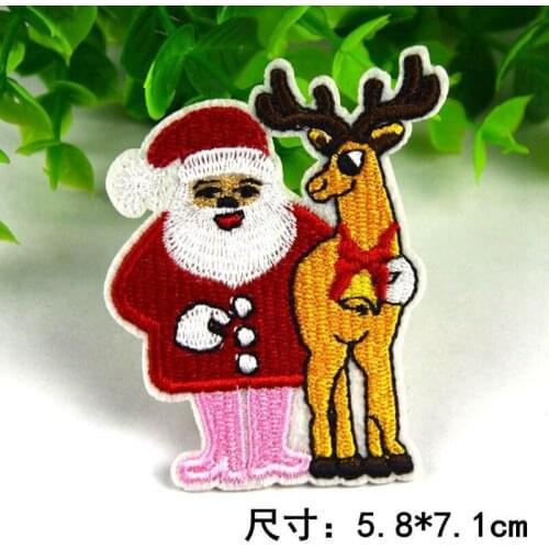 50pcs/Lot Santa Claus Elk Embroidery Patches Letters Clothing Decoration Accessories Diy Iron Heat Transfer Applique Clothes