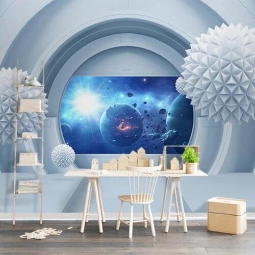 Custom Mural Wallpaper 3D Stereo Sphere Space Station Universe Starry Sky Fresco Living Room TV Background Wall Papel De Parede