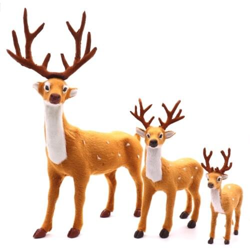 1pcs Christmas Elk Reindeer Doll Plush Simulation Deer Decoration Ornament For Home Christmas Xmas New Year Navidad Party Gift