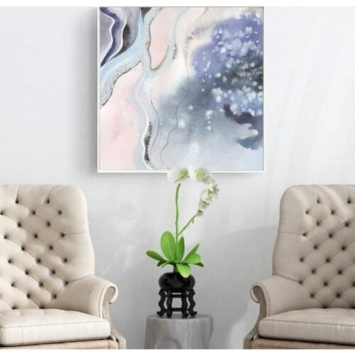 Abstract Purple Blue n White Marble Canvas Posters Print Modern Decor Wall Art Pictures For Living Room Bedroom Studio Aisle