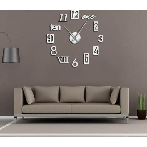 Mixed Number Styles English Arabia Roman Numerals Modern Wall Clock Acrylic Mirror Effect Numbers Stickers DIY Giant Wall Watch