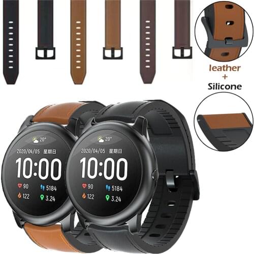 Silicone +Leather Straps Watchband for Xiaomi Huami Haylou Solar ls05/Amazfit GTR 47/Amazfit2 2S smart watch Accessories Easyfit