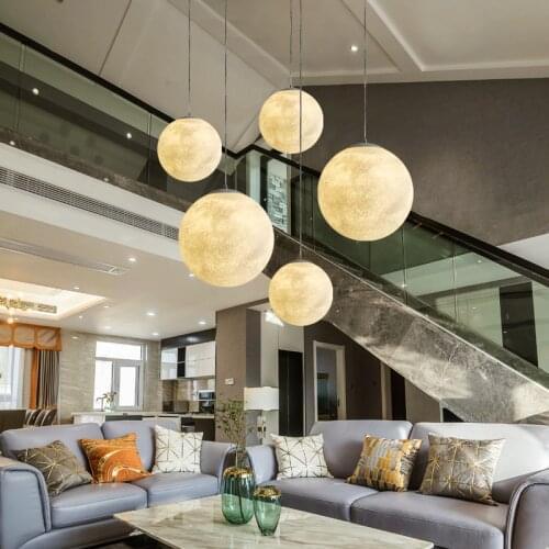Moon Pendant Lights Modern Home Deco Globe Hanging Lamp Living Room Restaurant Bedroom Lamp Loft Lunimaires Light Fixtures